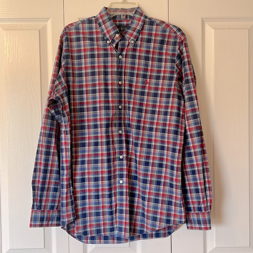 Polo Ralph Lauren Long Sleeve Plaid Men Shirt Size Medium